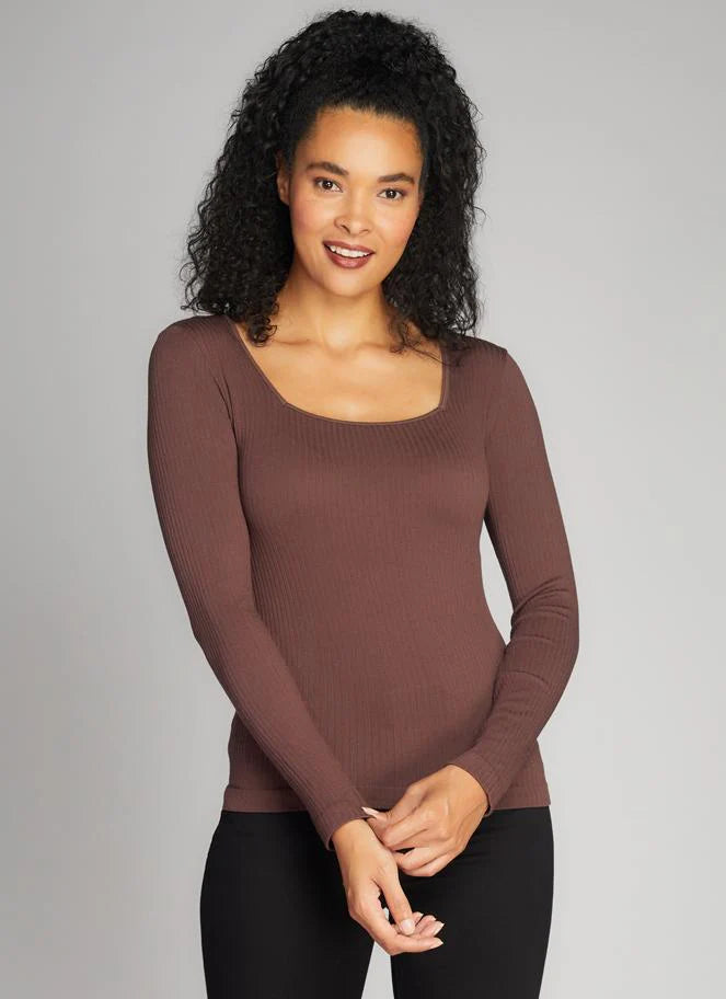 Seamless Rib Square Neck Top - C'est Moi