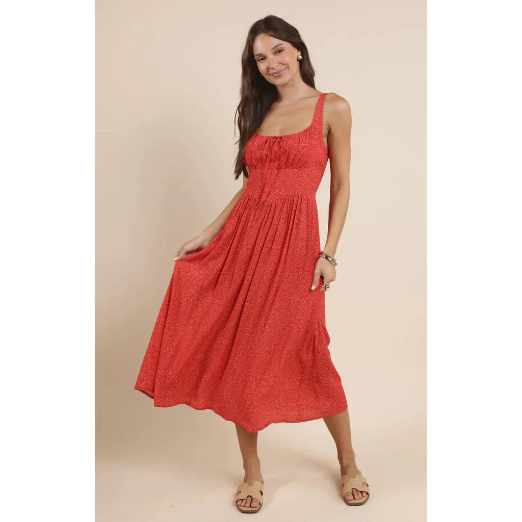 Nina Milkmaid Midi Dress - Sadie & Sage