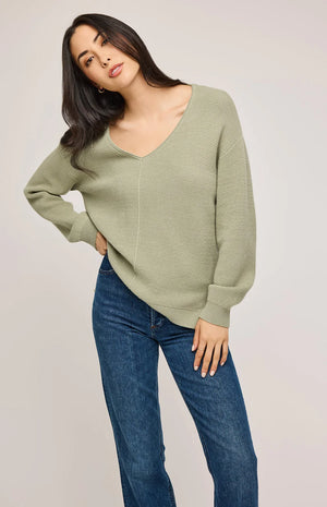 Lisbon V-Neck Knit Sweater - Gentle Fawn